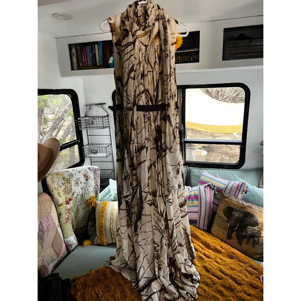 Women's Banana Republic Beige Brown Printed Sleeveless Maxi Dress S - Picture 3 of 7